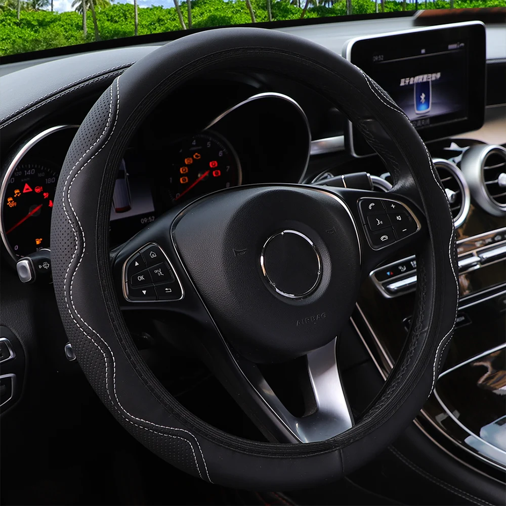 Premium Leather Steering Wheel Cover - Image 3
