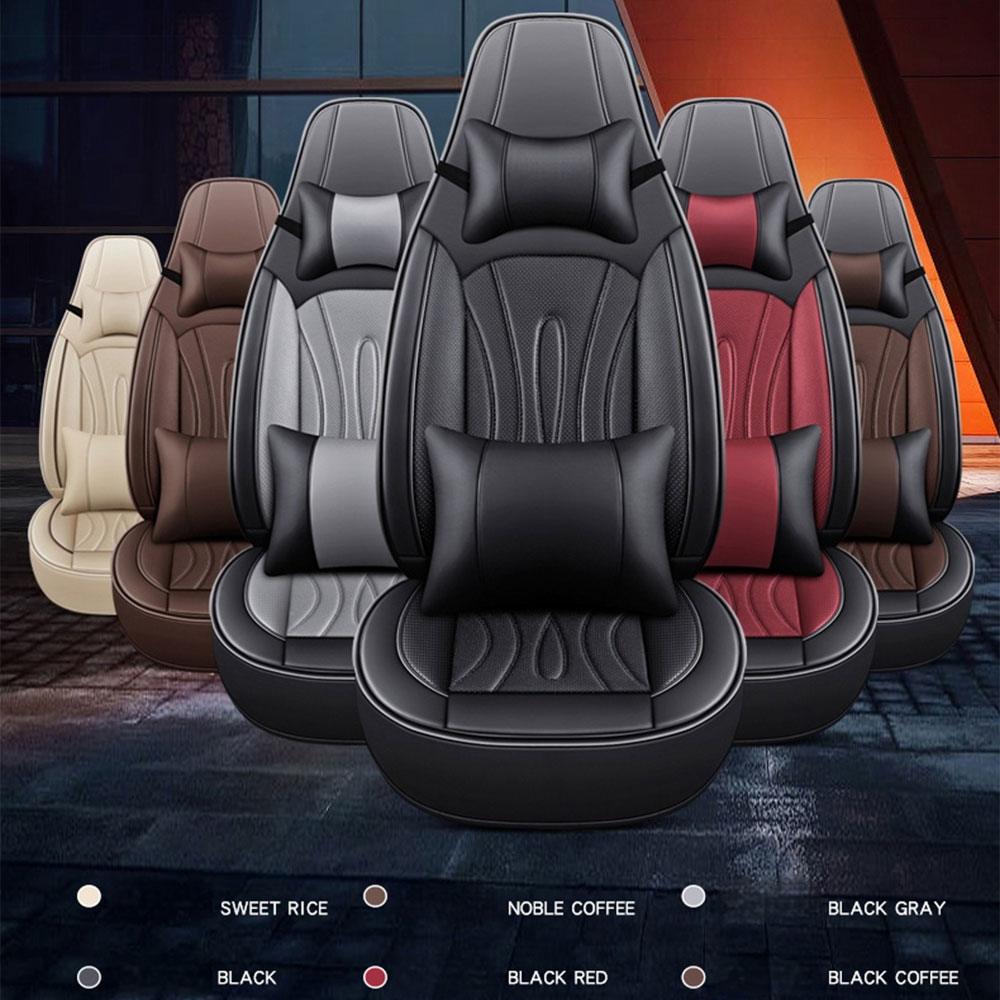 Housses de Sièges Auto Cuir 5D Protection Totale 360° – Kit Complet VIP (Avec Coussins Nuque & Lombaires)